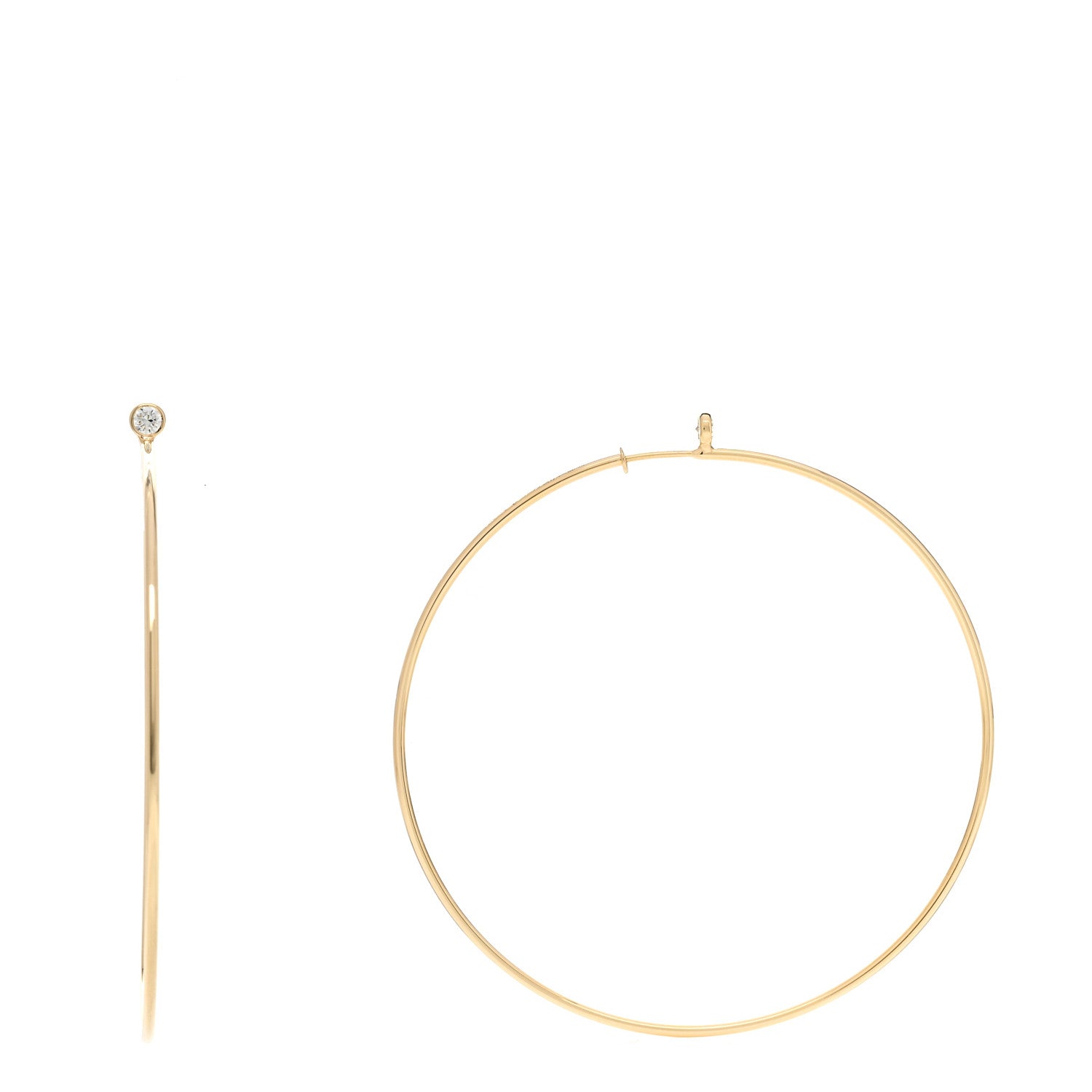 Tiffany 18K Yellow Gold Diamond Large Elsa Peretti Hoop Earrings 1 of 4