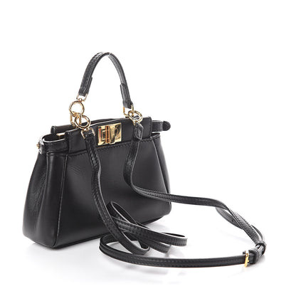 Fendi Nappa Micro Peekaboo Iconic Satchel Black 2 of 8