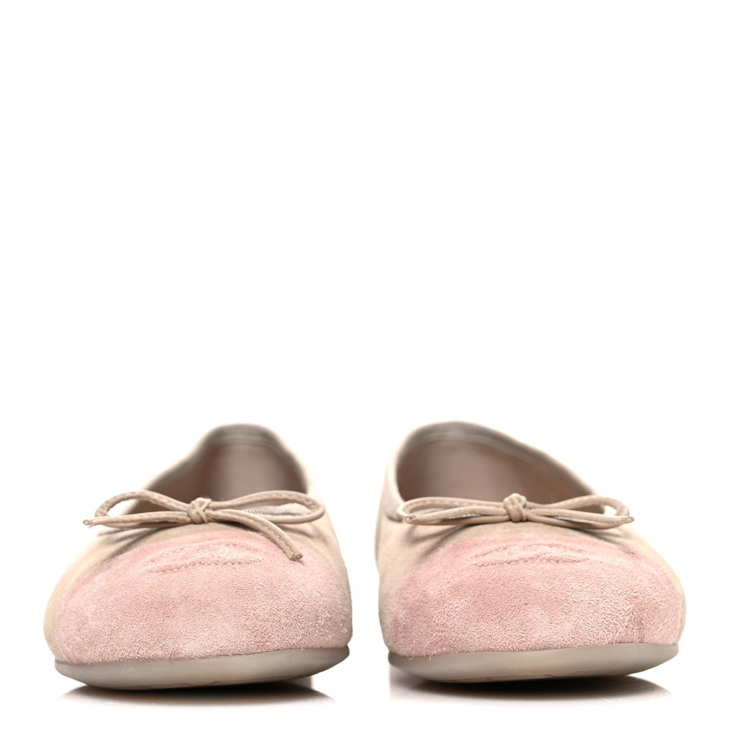 Chanel Suede Cap Toe CC Ballerina Flats 38.5 Beige Light Pink 3 of 10