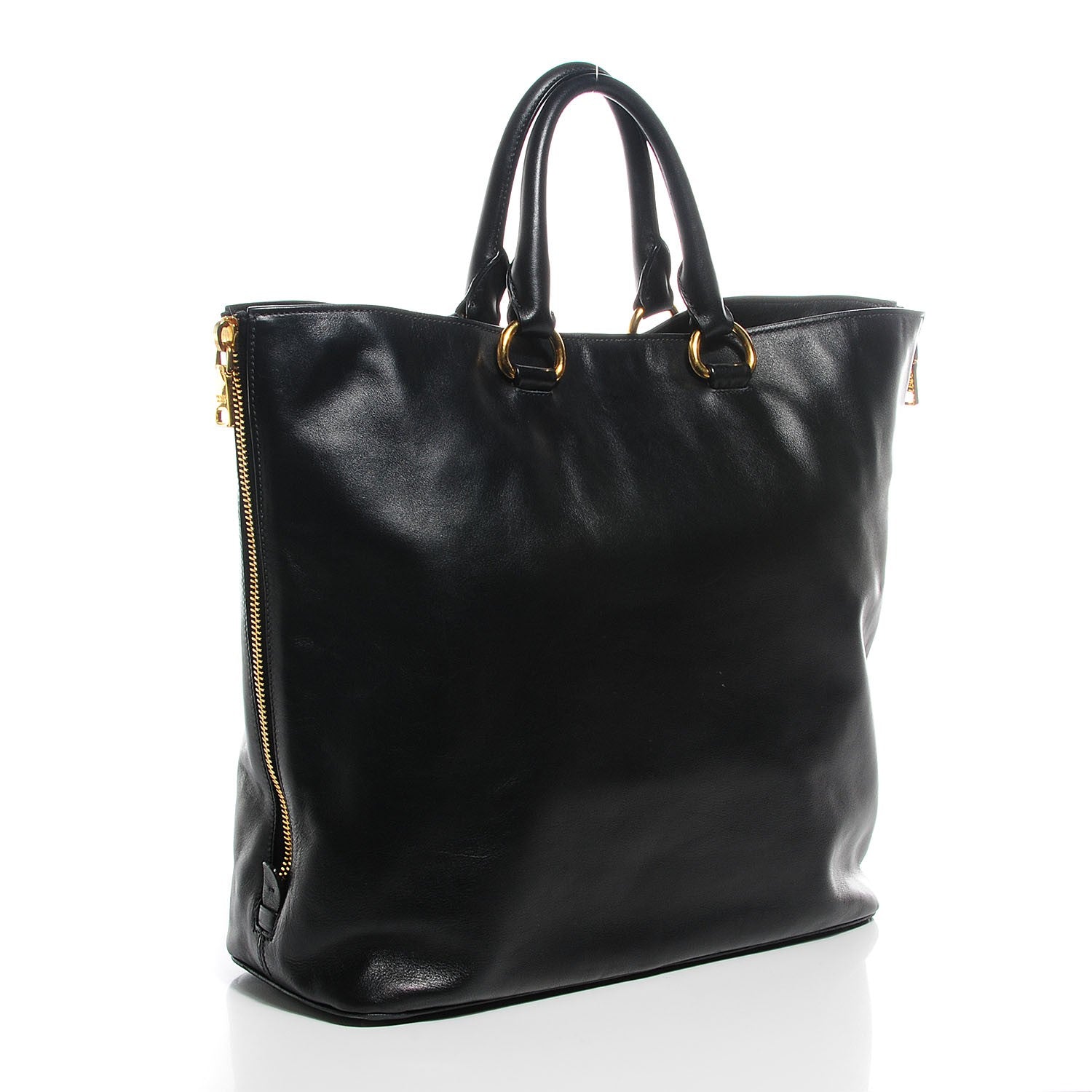 Prada Soft Calf Side Zip Tote Nero Black 3 of 8