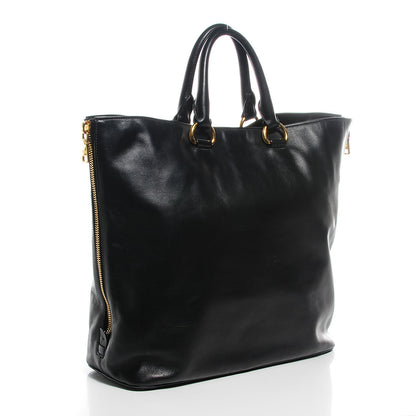 Prada Soft Calf Side Zip Tote Nero Black 3 of 8