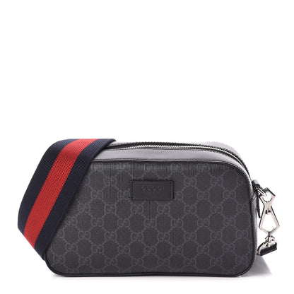 Gucci GG Supreme Monogram Web Shoulder Bag Black Grey 1 of 10