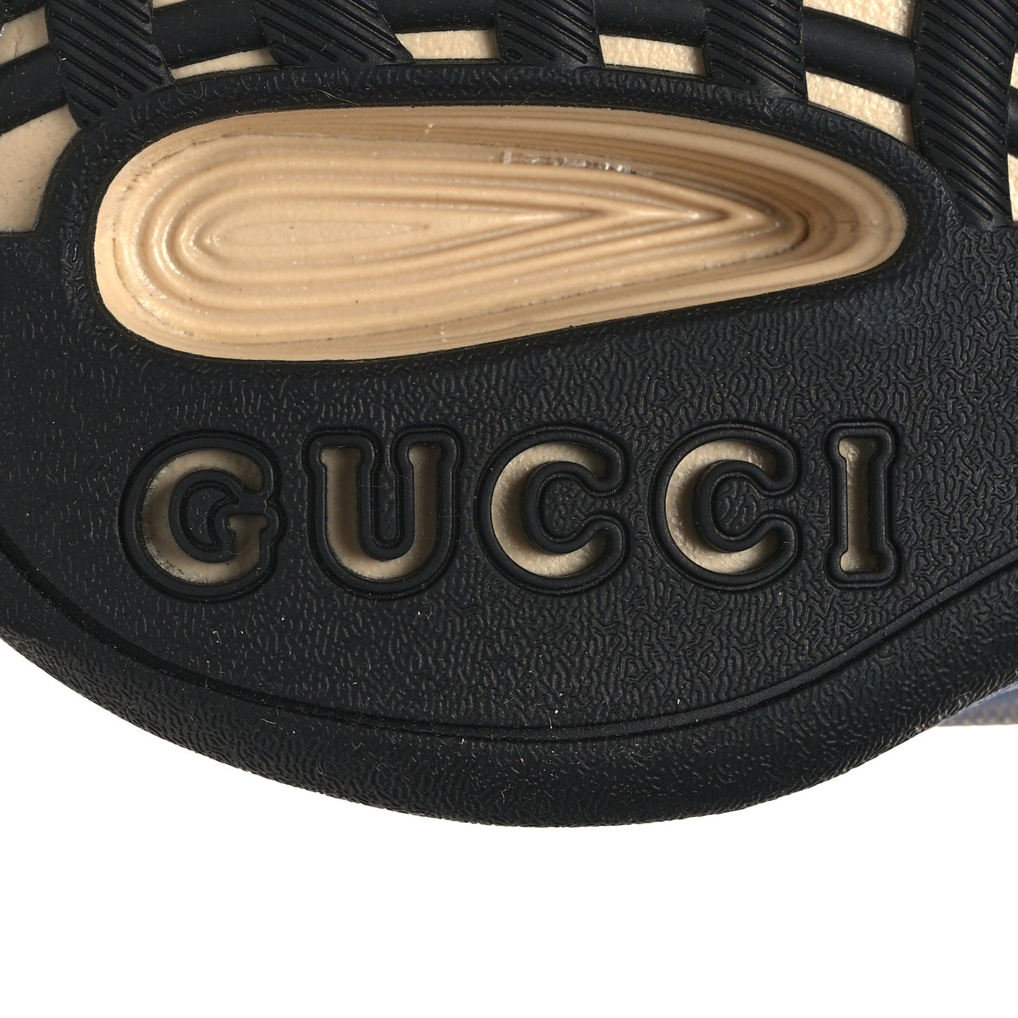 Ultralight Plume Calfskin Monogram Printed Mens Gucci Run Sneakers 10 Beige Blue