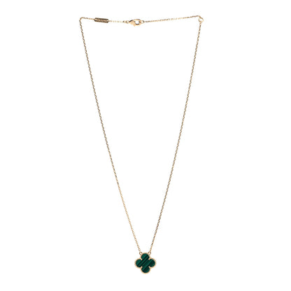 Van Cleef & Arpels 18K Yellow Gold Malachite Vintage Alhambra Pendant Necklace 2 of 6