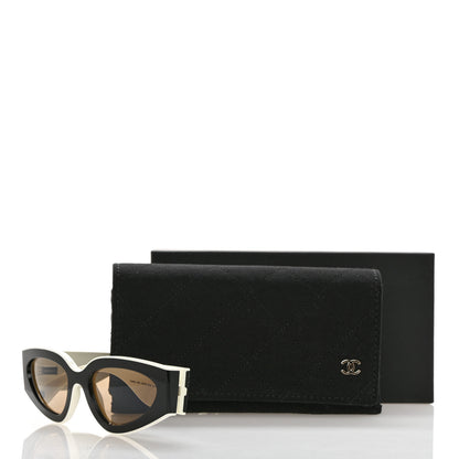 Chanel Acetate Cat Eye Sunglasses 6056 Black White 8 of 8