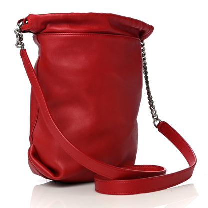 Saint Laurent Lambskin Small Teddy Bucket Bag Red 3 of 16