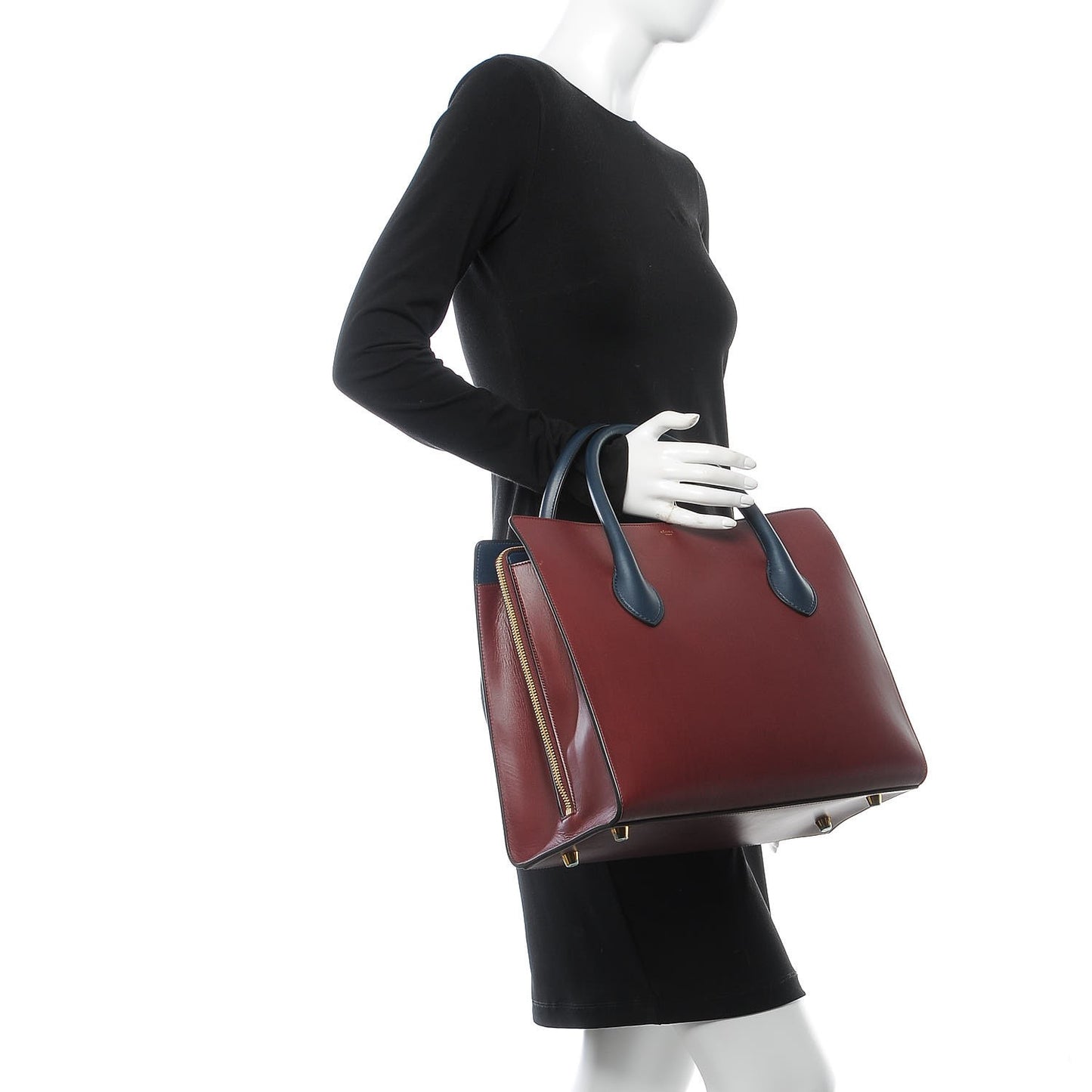 Calfskin Boxy Tote Burgundy