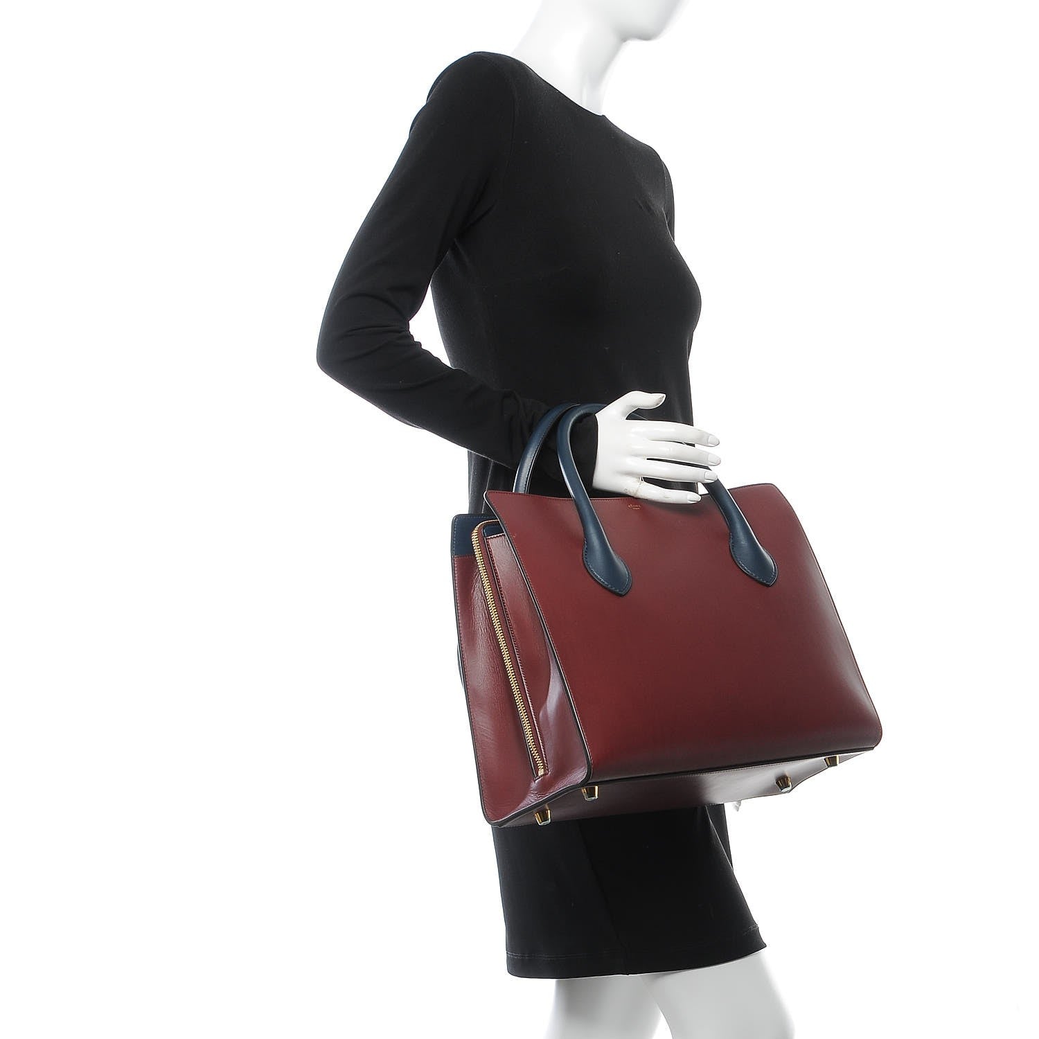 Celine Calfskin Boxy Tote Burgundy 2 of 11