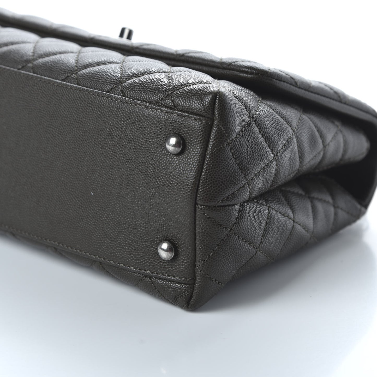 Caviar Lizard Quilted Small Coco Handle Flap Dark Grey