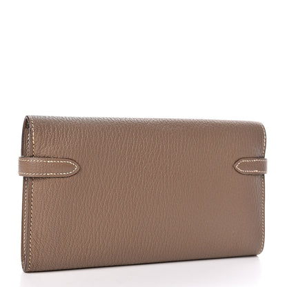 Hermes Chevre Mysore Kelly Longue Wallet Etoupe 3 of 8