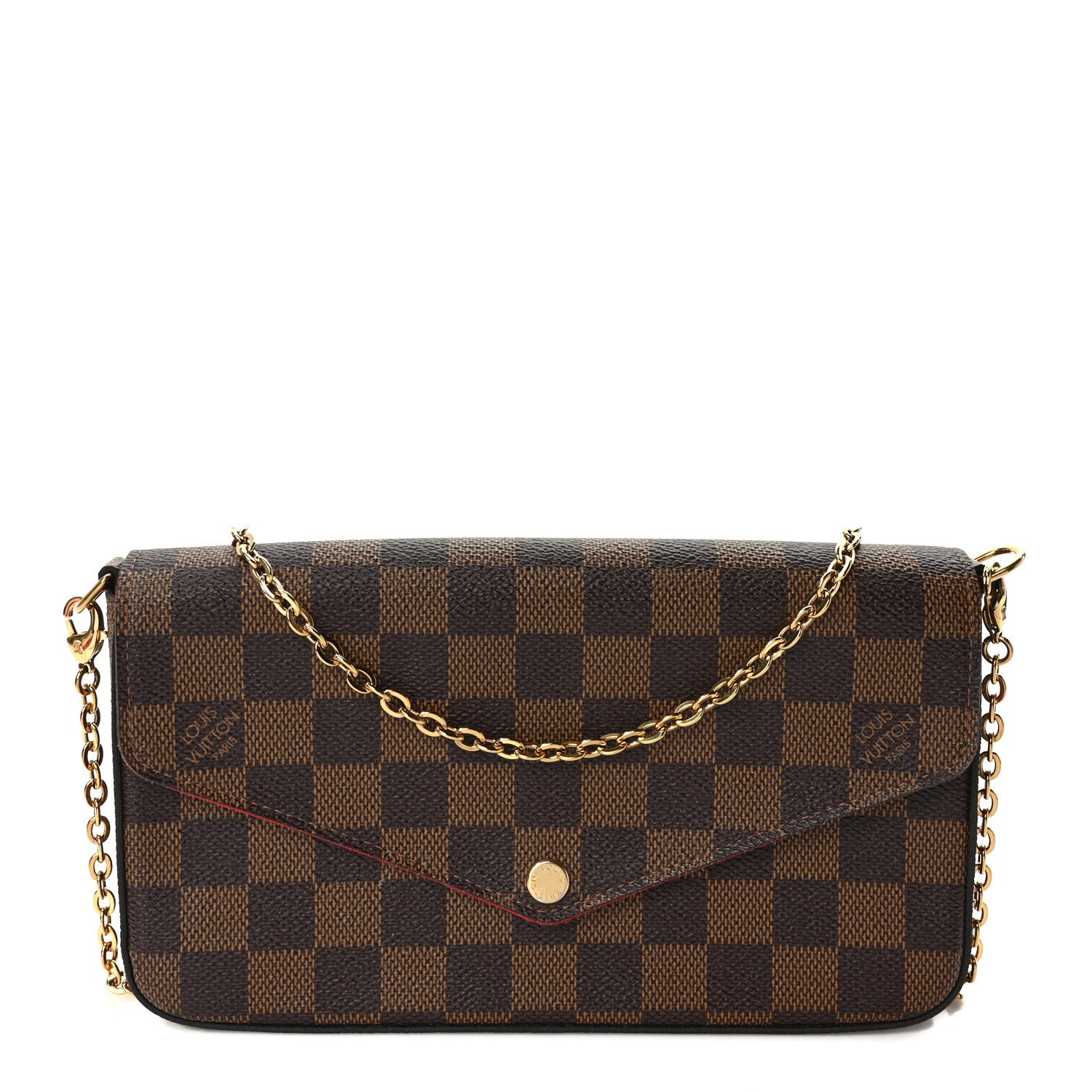 Louis Vuitton Damier Ebene Pochette Felicie Chain Wallet 1 of 14