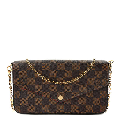 Louis Vuitton Damier Ebene Pochette Felicie Chain Wallet 1 of 14