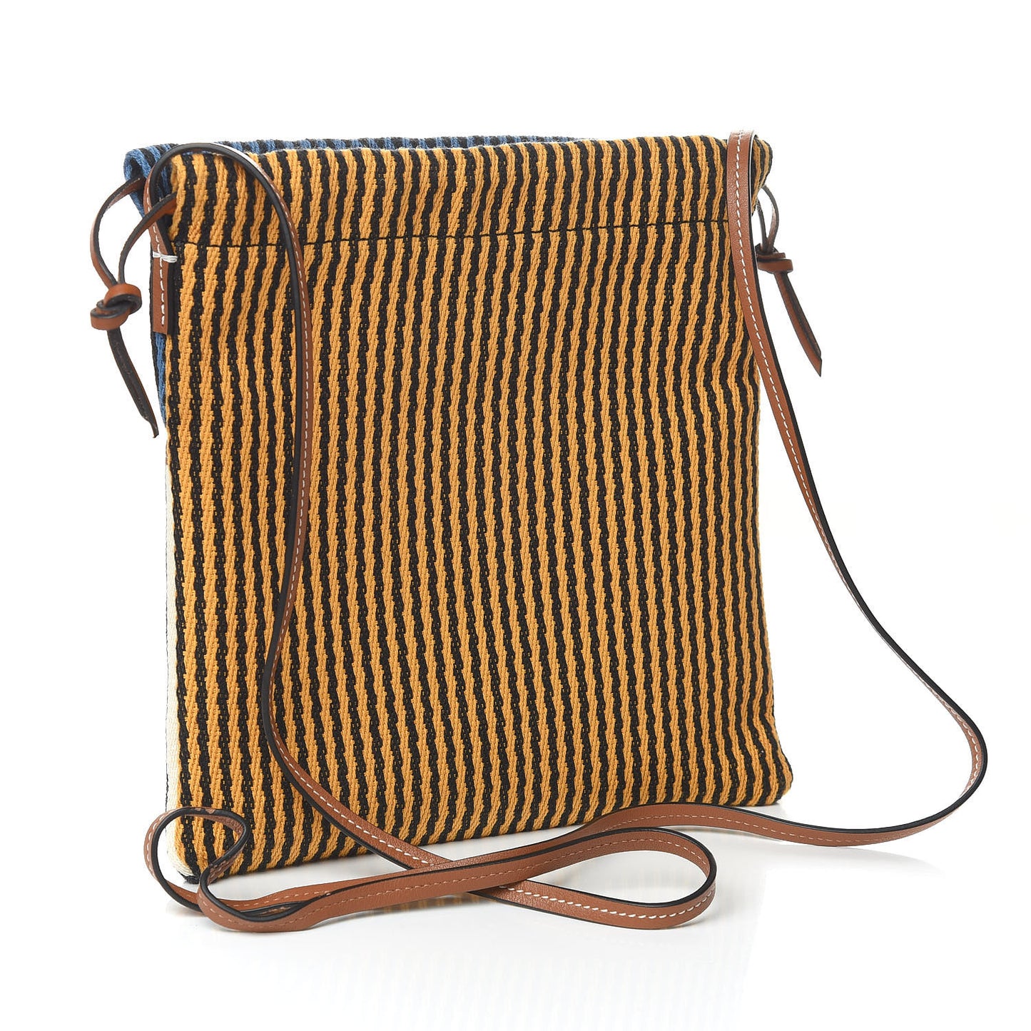 Canvas Calfskin Print Paulas Ibiza Stripes Cushion Crossbody Tan Multicolor