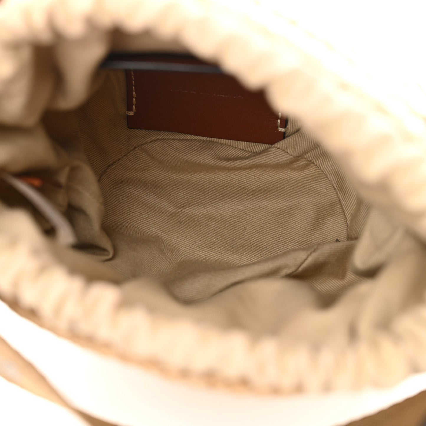 Raffia Calfskin Small Woody Striped Basket Bag Grove Brown