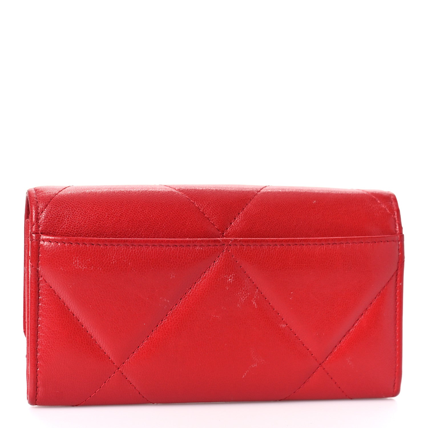 Chanel Goatskin Quilted Chanel 19 Flap Wallet Red 3 of 10