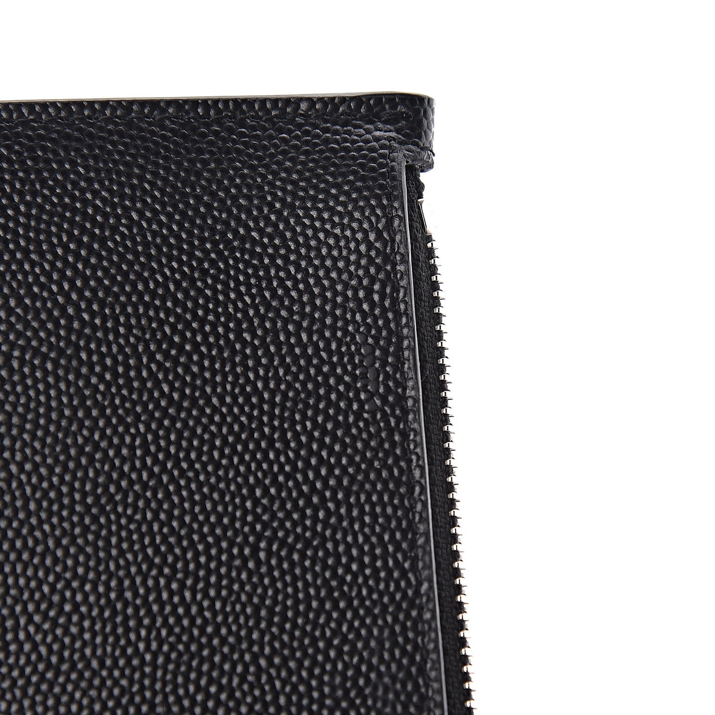 Grained Calfskin 5 Fragments Zip Pouch Card Holder Black