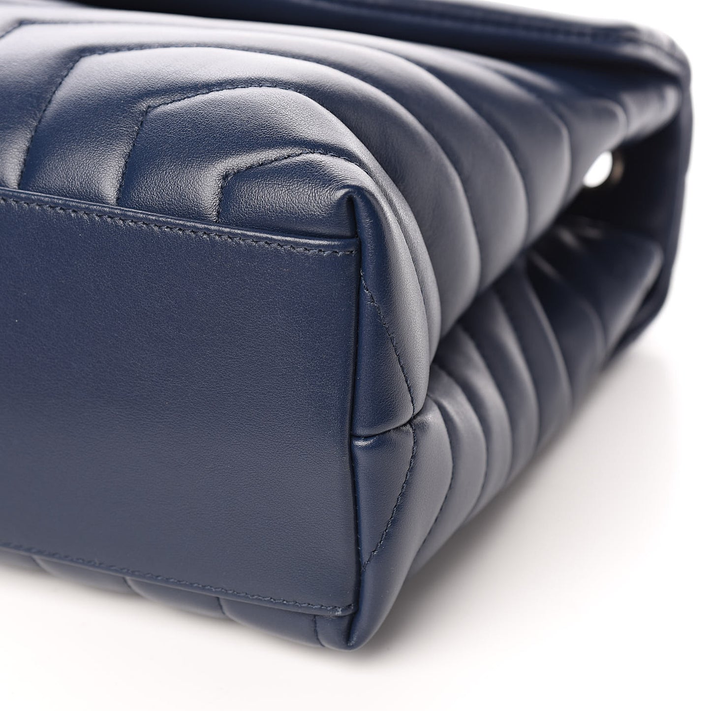 Calfskin Y Quilted Monogram Medium Loulou Chain Satchel Denim Blue