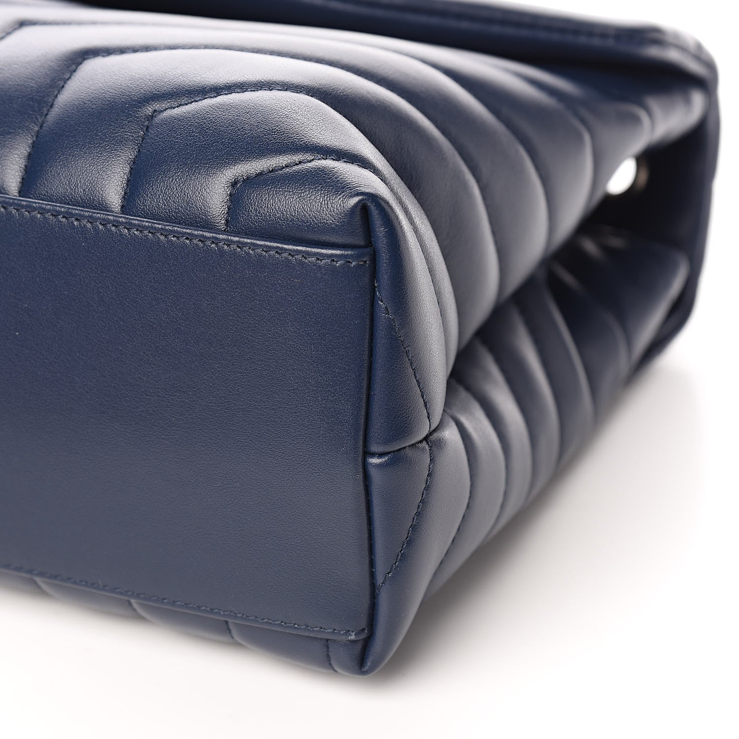 Saint Laurent Calfskin Y Quilted Monogram Medium Loulou Chain Satchel Denim Blue 9 of 10