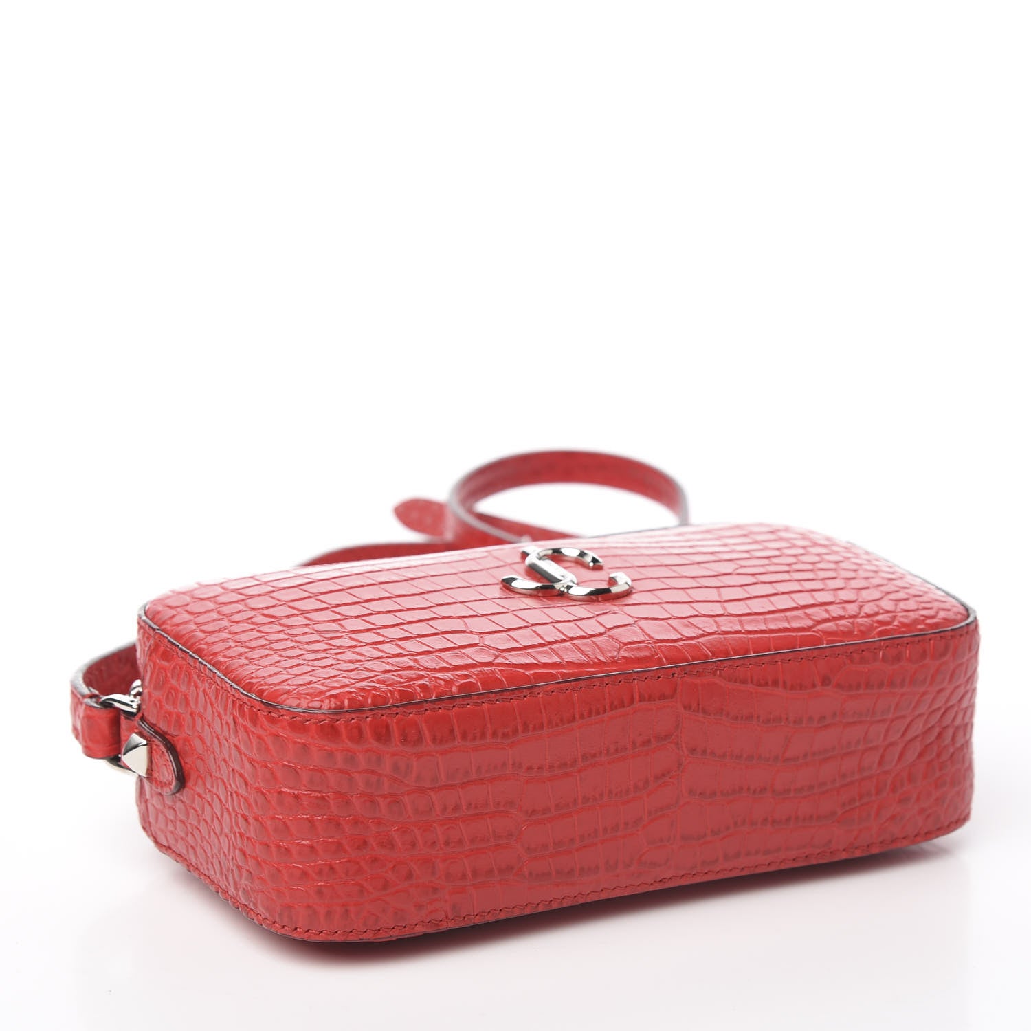 Jimmy Choo Calfskin Crocodile Embossed Mini Hale Crossbody Red 3 of 8