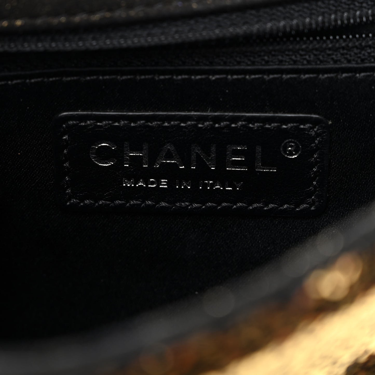 Sequin Suede Medium Flap Black Gold