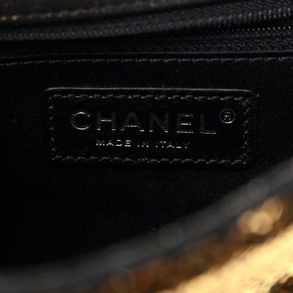 Chanel Sequin Suede Medium Flap Black Gold 6 of 9