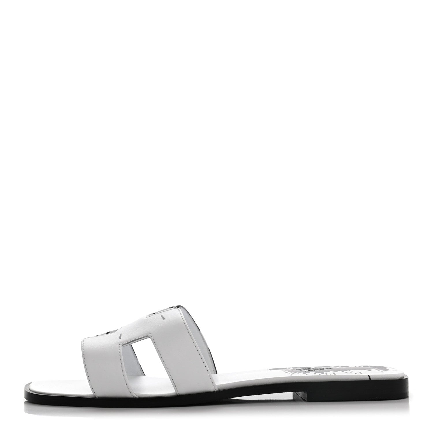 Hermes Calfskin Peinture Fraiche Oran Sandals 40 White Black 1 of 8