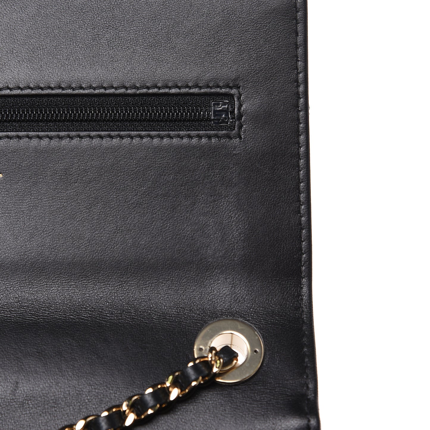 Lambskin Quilted Trendy CC Wallet On Chain WOC Black