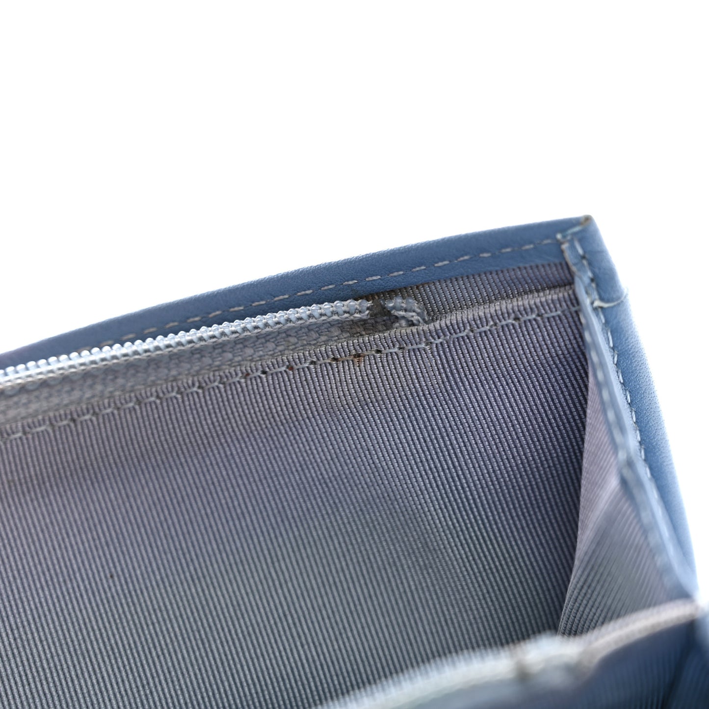 Patent Calfskin Quilted Yen Wallet Blue