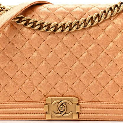 Chanel Metallic Calfskin Quilted New Medium Boy Flap Dark Gold 14 of 19