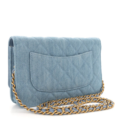 Chanel Denim Quilted Reissue Wallet On Chain WOC Blue 3 of 10