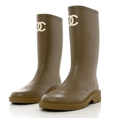 Chanel Caoutchouk CC High Boots 41 Dark Beige 3 of 10