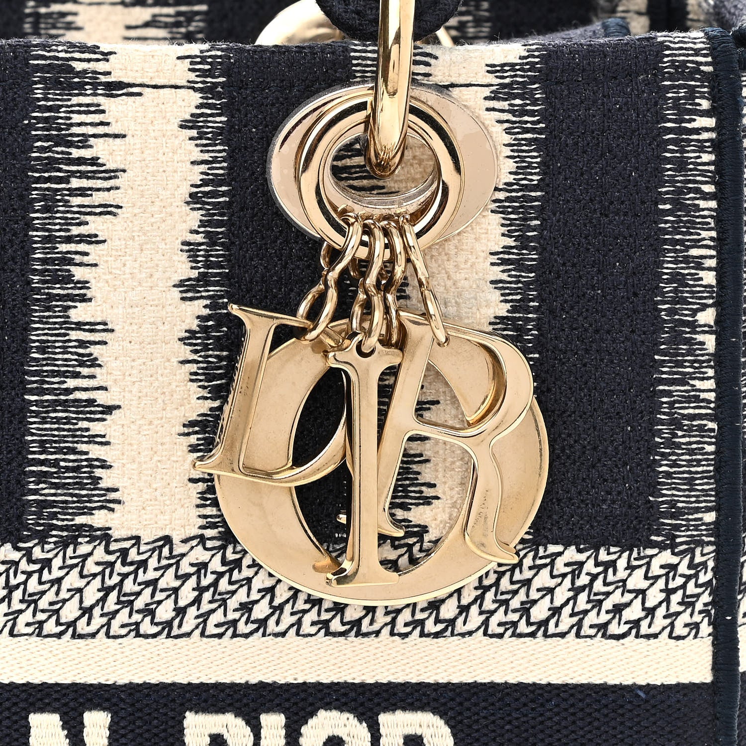 Christian Dior Canvas Medium D-Stripes Lady D-Lite Blue 9 of 11