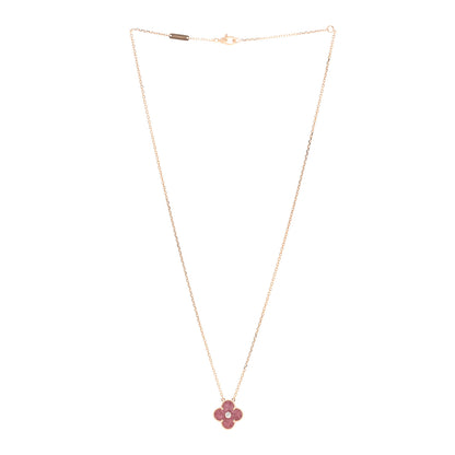 Van Cleef & Arpels 18K Rose Gold Diamond Rhodonite Vintage Alhambra Pendant Necklace 3 of 6