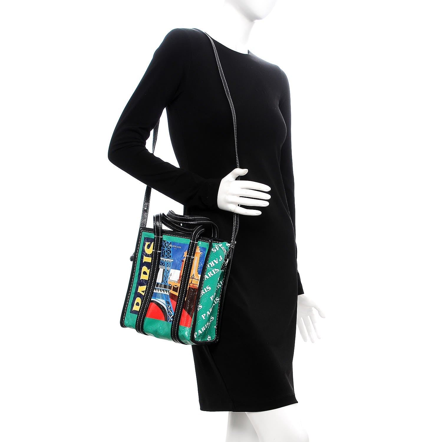 Balenciaga Agneau Arena Paris Print XS Bazar Shopper Tote 2 of 7