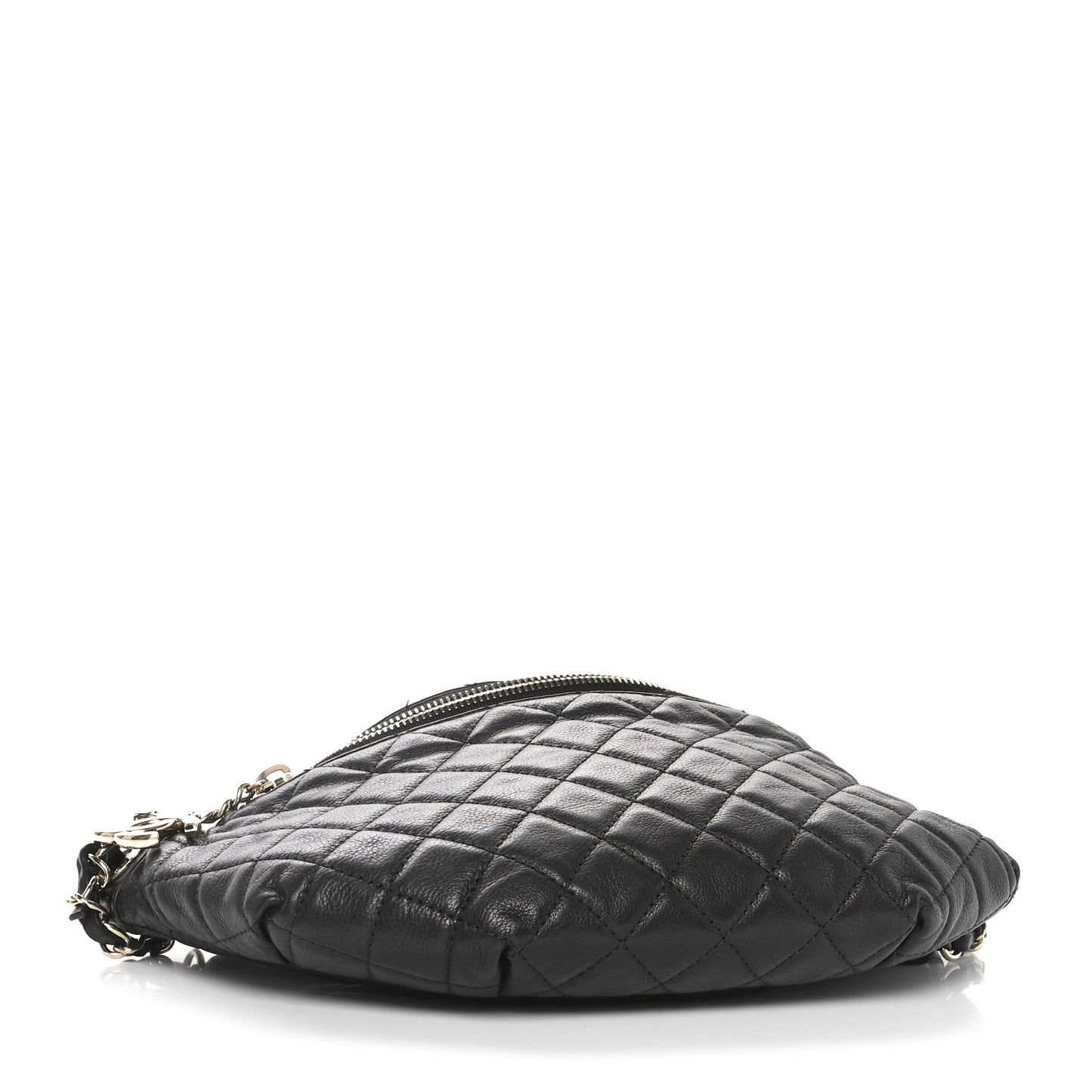 Calfskin Quilted Banane Waist Bag Fanny Pack Black
