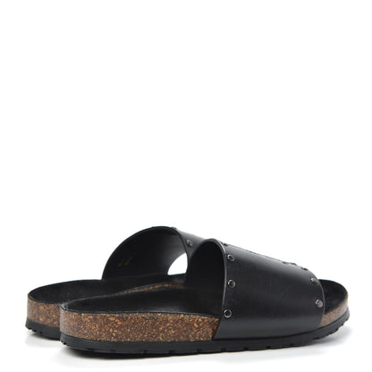 Saint Laurent Calfskin Suede Joan Slide Sandals 35.5 Black 5 of 10