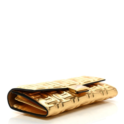 Fendi Vitello Catalan Mirror FF 1974 Embossed Continental Wallet Gold 4 of 7