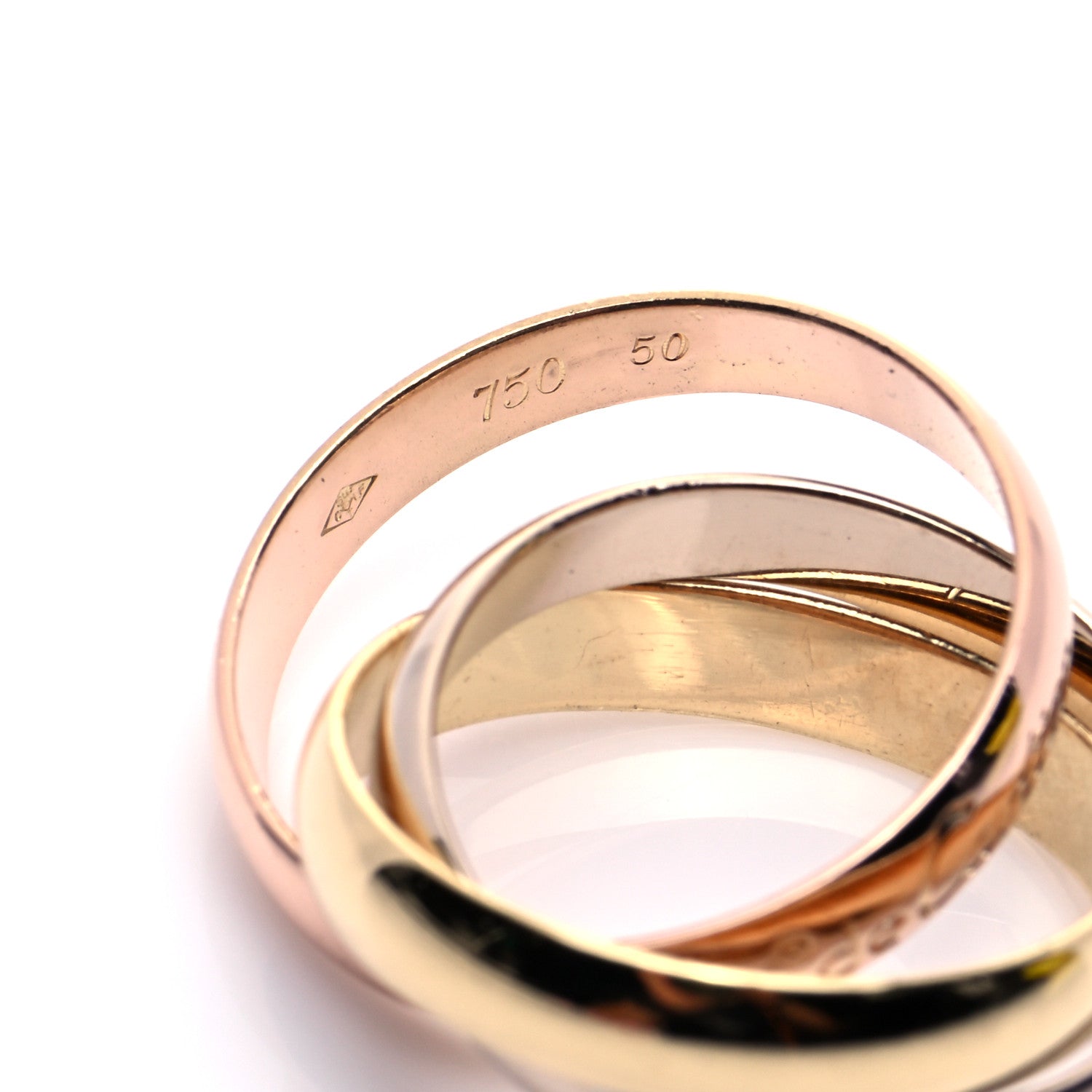 Cartier 18K Pink Yellow White Gold Classic Les Must De Cartier Trinity Ring 50 5.25 5 of 6