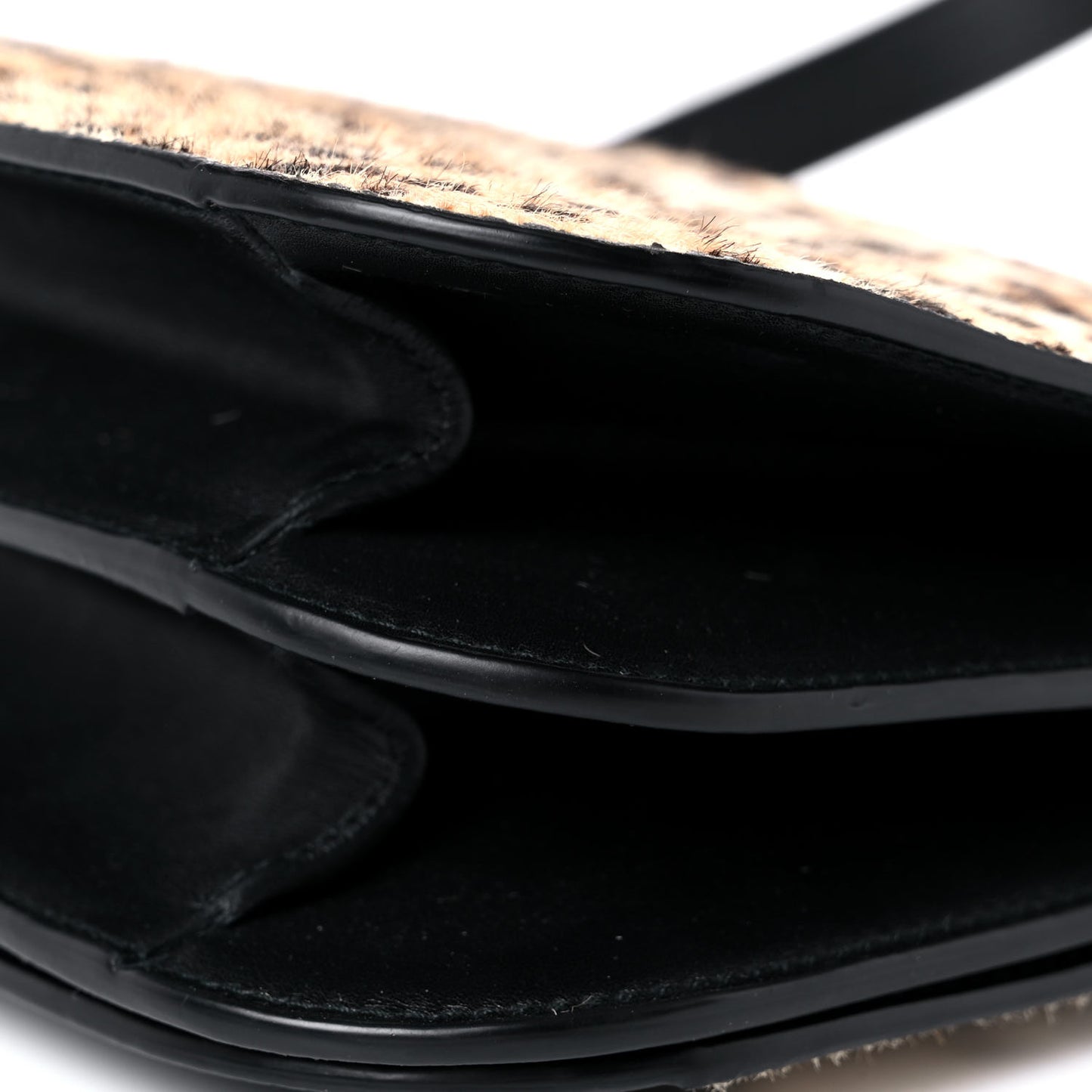 Calf Hair Leopard Print Shoulder Bag Black