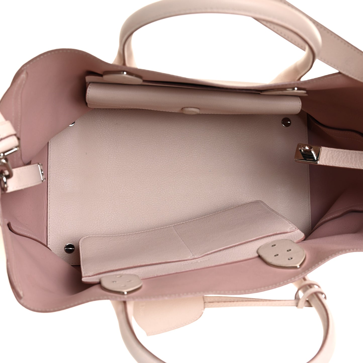Supple Grained Calfskin Large Open Bar Tote Rose Poudre