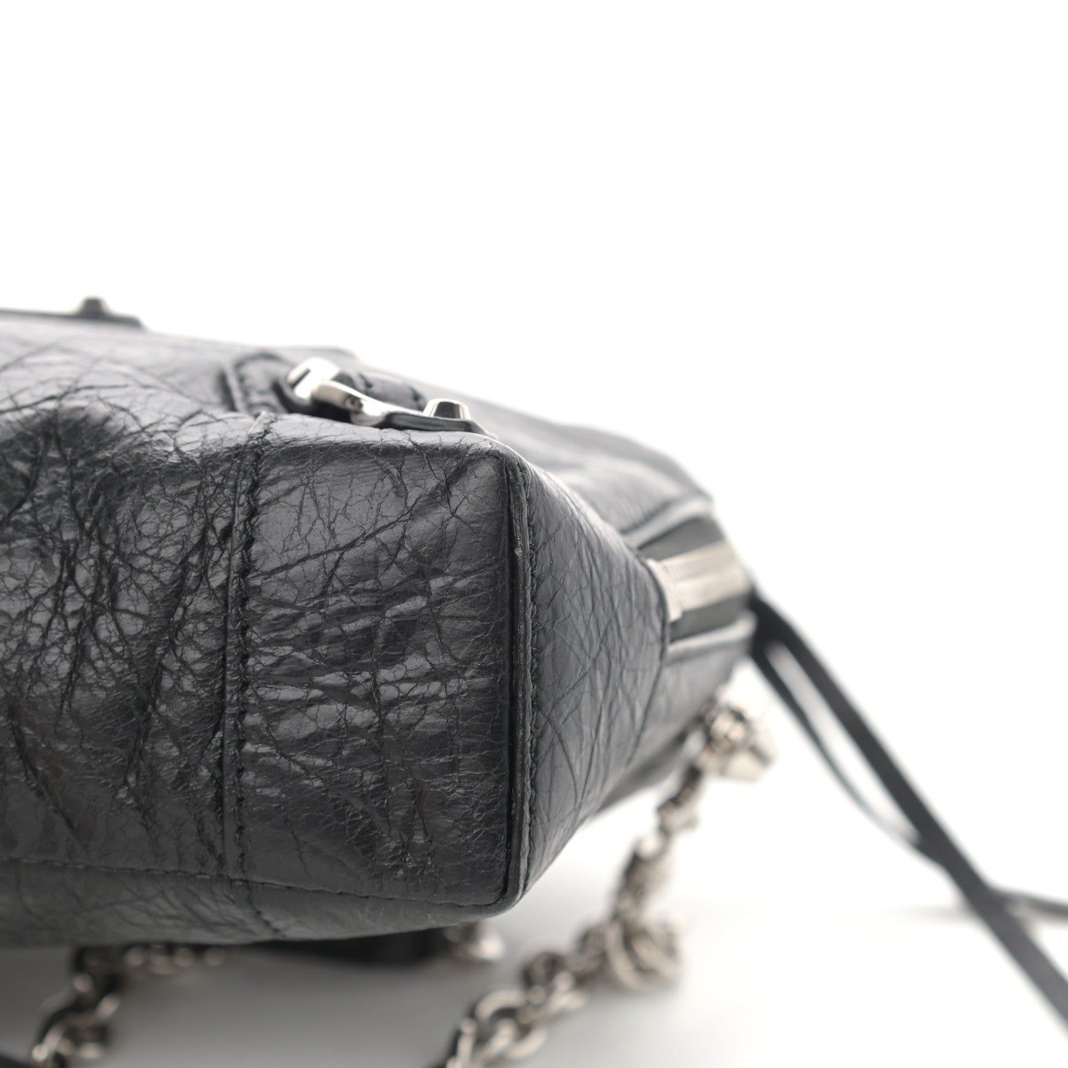 Balenciaga Agneau Classic Silver Hardware Pouch With A Chain Crossbody Black 11 of 11