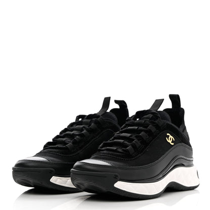 Chanel Velvet Calfskin Mixed Fibers CC Sneakers 36.5 Black 3 of 9