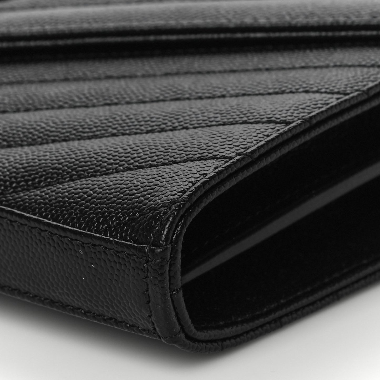 Grain De Poudre Matelasse Chevron Monogram Chain Wallet Black
