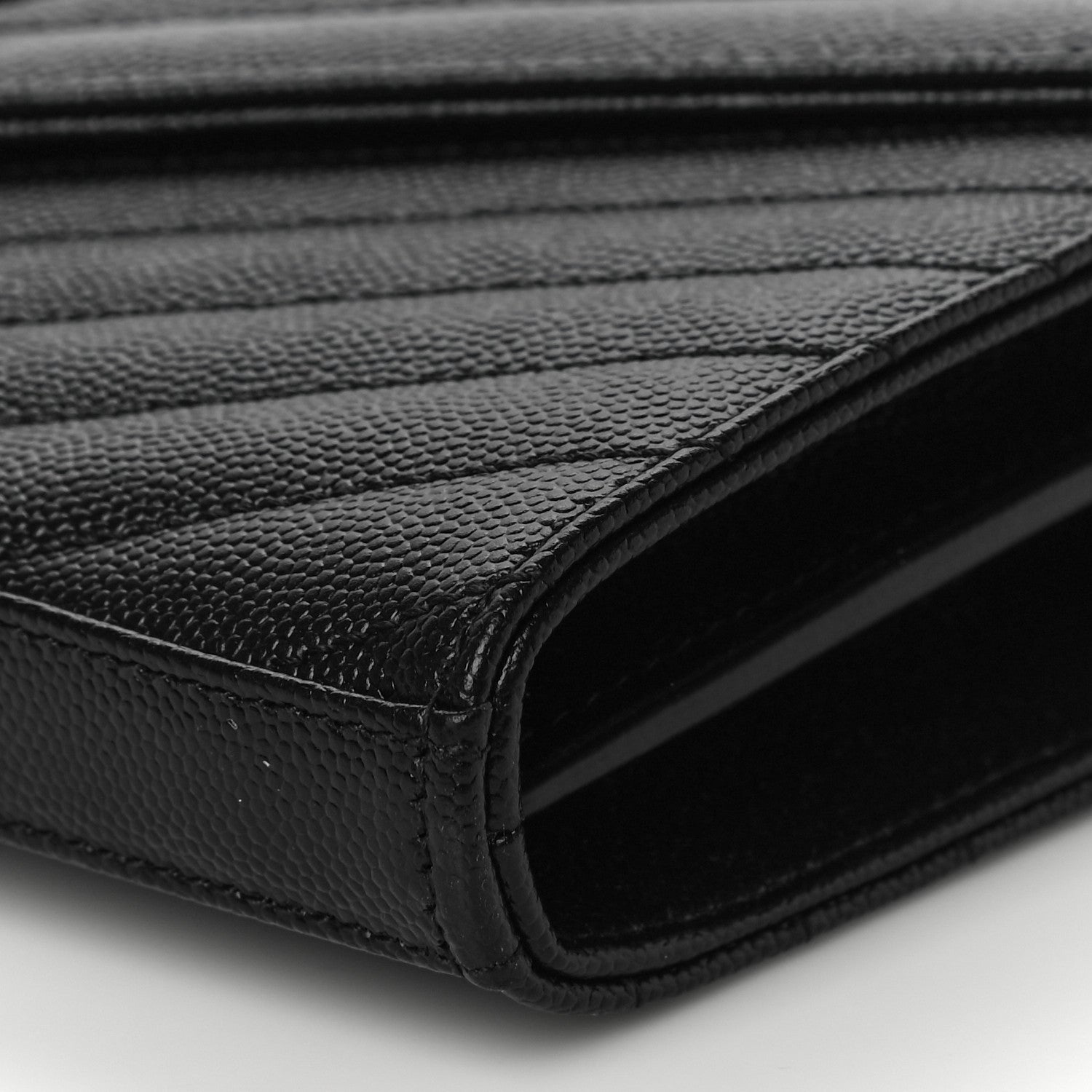 Saint Laurent Grain De Poudre Matelasse Chevron Monogram Chain Wallet Black 10 of 10