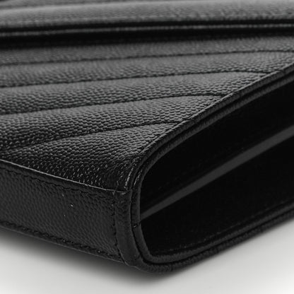 Saint Laurent Grain De Poudre Matelasse Chevron Monogram Chain Wallet Black 10 of 10