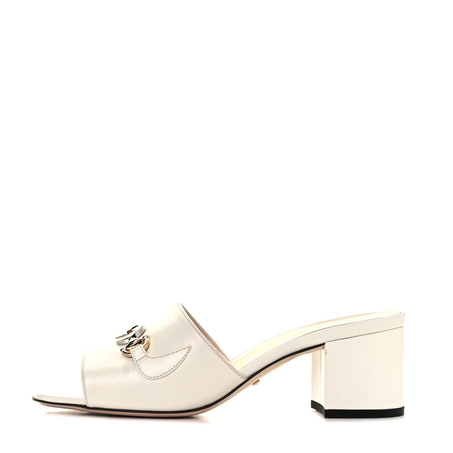 Gucci Malaga Kid Zumi Mid Heel Slide Sandals 39 Dusty White 1 of 13