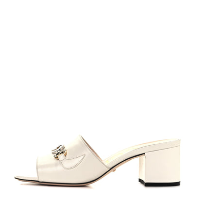 Gucci Malaga Kid Zumi Mid Heel Slide Sandals 39 Dusty White 1 of 13