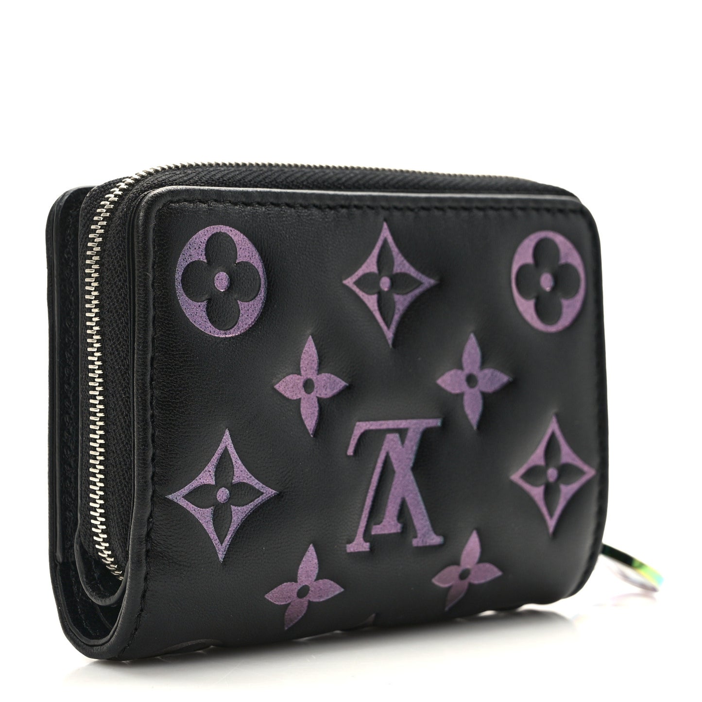 Lambskin Embossed Monogram Lou Coussin Wallet Black