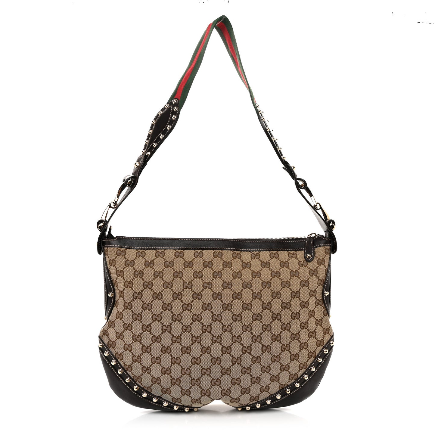 Monogram Web Studded Pelham Shoulder Bag Dark Brown