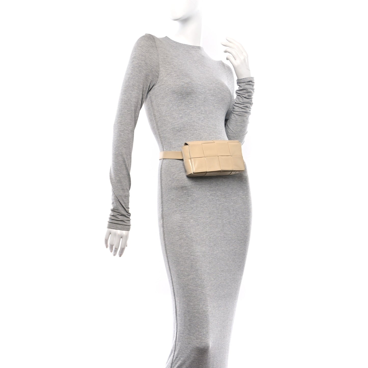 Paper Calfskin Intrecciato Cassette Belt Bag Porridge